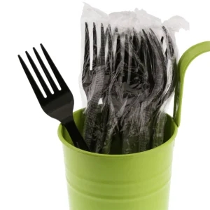 Black Heavy Weight WRAPPED Plastic Fork 1000/Full Case - Image 2