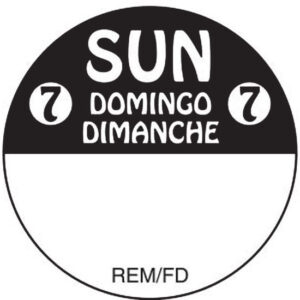 1" Sun Day of the Week - Regular Removable - Image 1