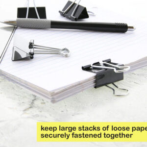 Large, 2" (51mm) Black Binder Clips - Image 2