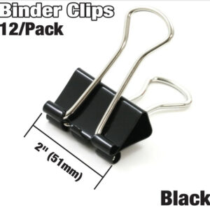 Large, 2" (51mm) Black Binder Clips