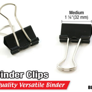 Medium 1 -1/4 (32mm) Black Binder Clips - Image 2
