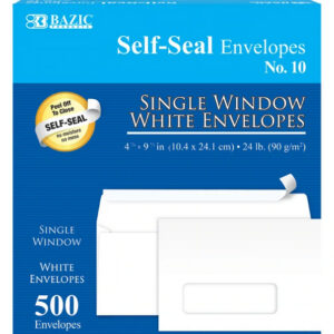 #10 Self-Seal White Single Window Envelopes 4 1/8" x 9 1/2" - Image 1