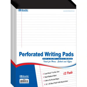 White Perforated Writing Pad 8.5" X 11.75"-Bulk Pack - Image 1