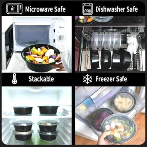 Meal Prep 48oz Round Plastic Microwavable Food Containers & Lids - Image 2