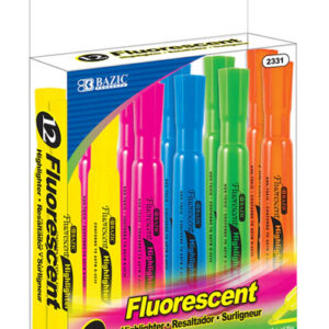 Desk Style Fluorescent Highlighters Asst Colors - 12/Pack - Image 1
