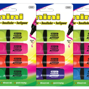 Mini- Fluorescent Highlighters - Asst Colors - 4/Pack