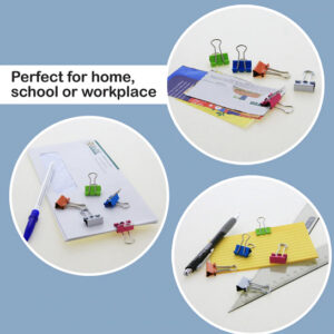 Small 3/4" (19mm) Assorted Color Binder Clip - 20/Pack - Image 2