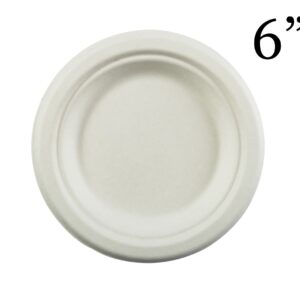 ROUND FIBER PLATES 6” -125 Cnt-Compostable - Image 1