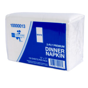 Premium Dinner Napkin 2-Ply, White, 15" x 17", 1/8 Fold, CASE/3000