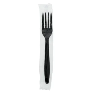 Black Heavy Weight WRAPPED Plastic Fork 1000/Full Case