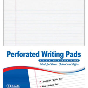 White Perforated Writing Pad 8.5" X 11.75"- 50 Ct. 1-Unit